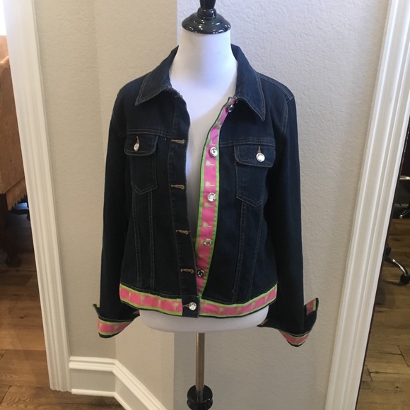 Molly B Denim Preppy Ribbon Trim Jean Jacket Size Medium - Picture 11 of 12
